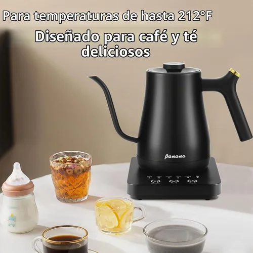 Vista 7 de Panana Hervidor eléctrico, hervidor eléctrico de cuello de cisne, control de temperatura con pantalla LCD, hervidor de té para verter sobre café