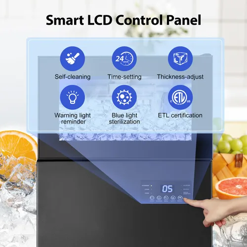 Vista 2 de Máquina de hielo comercial de 130 libras/24H con capacidad de hielo de 35 libras, máquina de hielo mejorada de 15 pulgadas de ancho bajo mostrador