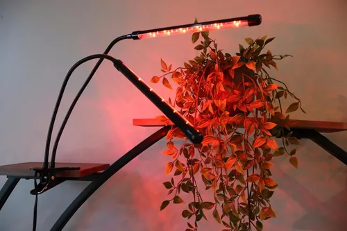 Vista 2 de Luz de cultivo de plantas, espectro completo de 6000 K con LED rojos y blancos ajustables, atenuación de 10 niveles, lámpara de clip alimentada por