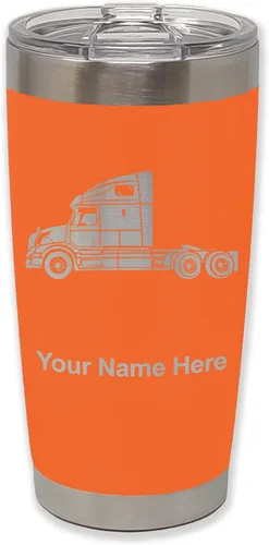 Vista 26 de LaserGram Taza aislada al vacío de 20 onzas, cabina de camión, grabado personalizado incluido (negro)