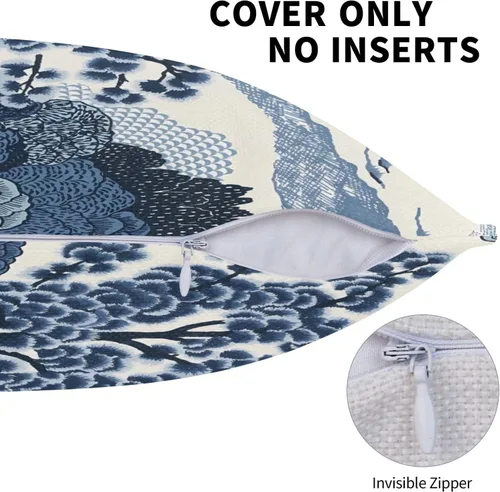 Vista 4 de POMOTER Daintree Funda de Cojín Azul y Blanco Índigo Chinoiserie Funda de Almohada Fundas de Almohada Decorativas Fundas de Cojín Modernas