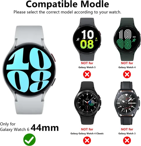 Vista 2 de Protector de pantalla clásico para Samsung Galaxy Watch 6 de 1.732 in, [5+5 unidades] Parachoques de policarbonato duro y película protectora