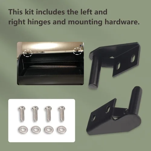 Vista 3 de Kit de bisagra de tapa 1 x lado izquierdo y 1 x bisagra lateral derecha compatible con muchos modelos de parrillas Traeg-er bisagras, para el kit