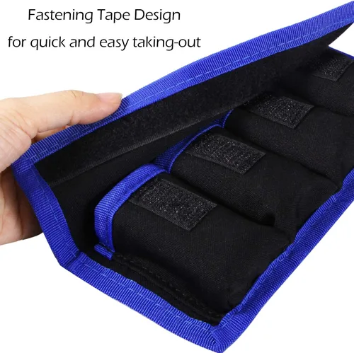Vista 5 de Meking Soporte de batería para cámara DSLR, bolsa / estuche / bolsa (4 bolsillos) para batería AA, batería Canon LP-E6 LP-E8 LP-E10 LP-E12, batería
