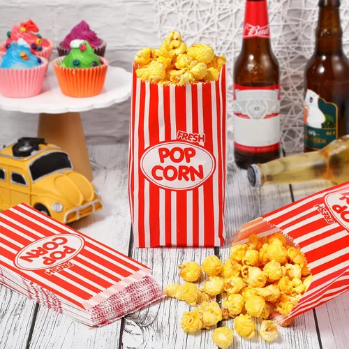 Vista 7 de 300 bolsas de papel para palomitas de maíz a granel de 1 onza desechables de carnaval, bolsas rojas para golosinas, accesorios para máquina