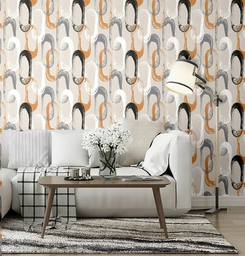 Vista 2 de Blooming Wall DPYB12 - Papel tapiz autoadhesivo extraíble con círculos de elipse geométricos, decoración de pared