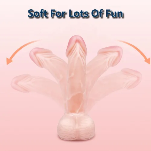 Vista 5 de Consolador pequeño realista de 4 pulgadas, tapón anal para principiantes, consolador anal suave con eje curvo y bolas, juguete sexual anal