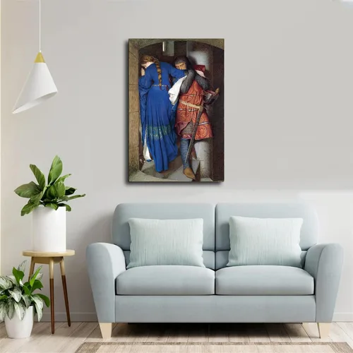 Vista 5 de Hellelil And Hildebrand, The Meeting On The Turret Stairs - Póster de Frederick William Burton - Póster decorativo en lienzo para pared