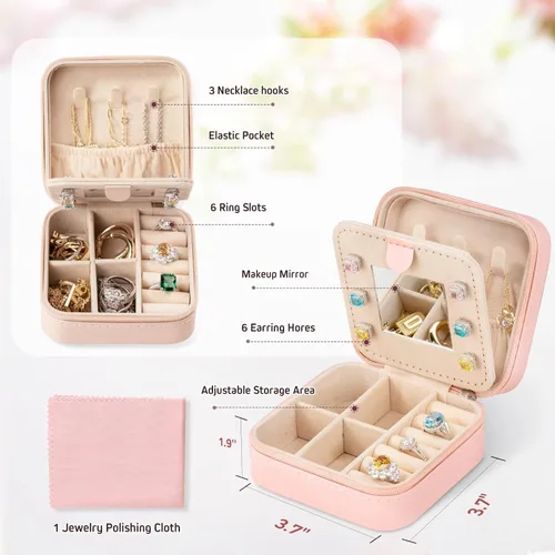 Vista 2 de QLOVEA Regalos para niñas adolescentes, regalos de cumpleaños para hija, nieta, joyero de viaje, organizador de joyas, joyero con iniciales