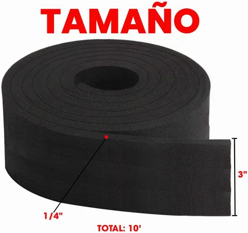 Vista 2 de Rollo de tira de espuma de neopreno de Dualplex, 3" de ancho x 10' de largo x 1/4" de espesor, tira de sellado climático de alta densidad – Rollo