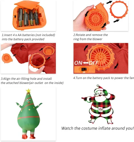 Vista 6 de Luxanna Disfraz inflable para adultos, Navidad, Halloween, fiesta, cosplay, traje de hombre y mujer, disfraz divertido de cuerpo completo