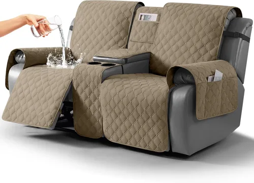 Vista 8 de TAOCOCO Funda para Sillón de Dos Plazas Reclinable 100% Impermeable con Consola Central, Funda de Sofá Reclinable Reversible para 2 Asientos