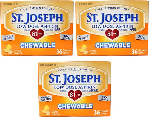 Vista 2 de St. Joseph Aspirina masticable naranja de 81 mg, 36 tabletas