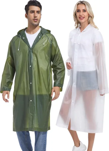 Vista 60 de 2 abrigos de lluvia de Borogo para adultos, chaquetas de lluvia reutilizables para hombres y mujeres