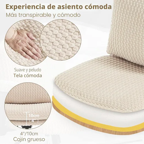Vista 8 de Fizzin Cross - Silla cruzada de espuma viscoelástica sin brazos con ruedas para oficina en casa, color beige