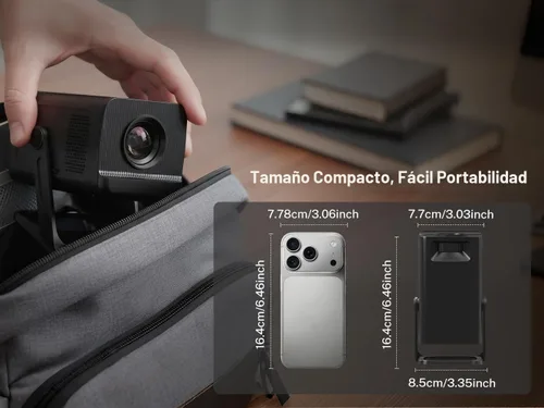 Vista 11 de Mini proyector para dormitorio con WiFi y Bluetooth bidireccional 1080P 4K soporte inteligente Android TV OS Aplicaciones integradas Keystone