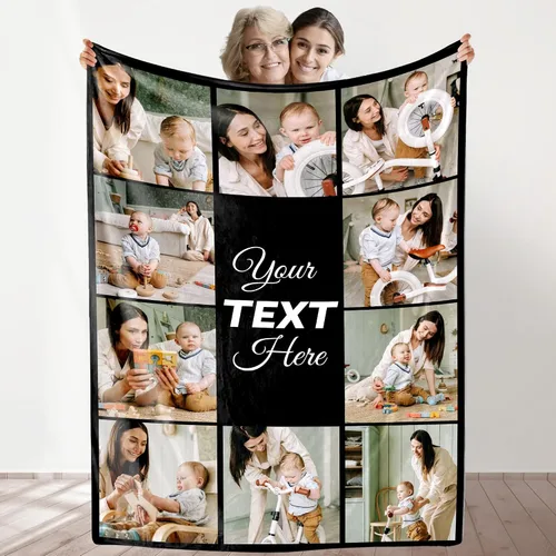 Vista 16 de Manta de fotos personalizada para bodas, parejas, fotos para familiares, amigos, regalos personalizados de Navidad y cumpleaños, fabricada