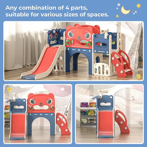 Vista 4 de NYEEKOY Juego de tobogán y escalador 9 en 1 para niños pequeños, independiente para interiores y exteriores, tobogán para niños de 1 a 8 años, patio