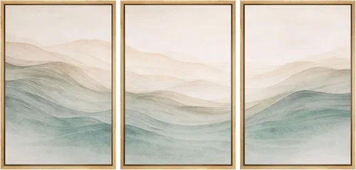 Vista 138 de SIGNWIN Lienzo enmarcado para pared, juego de arte sereno de pantanos con humedales verdes e ilustraciones de agua tranquila, arte moderno