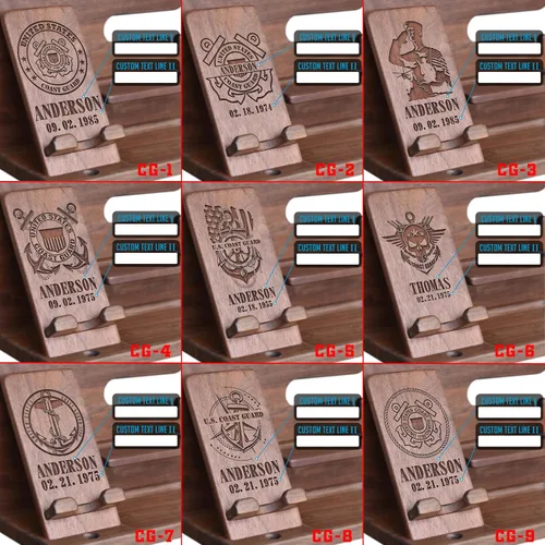 Vista 3 de Organizador de escritorio personalizado para la Guardia Costera de Estados Unidos, organizador único hecho a mano para esposo, novio, regalos