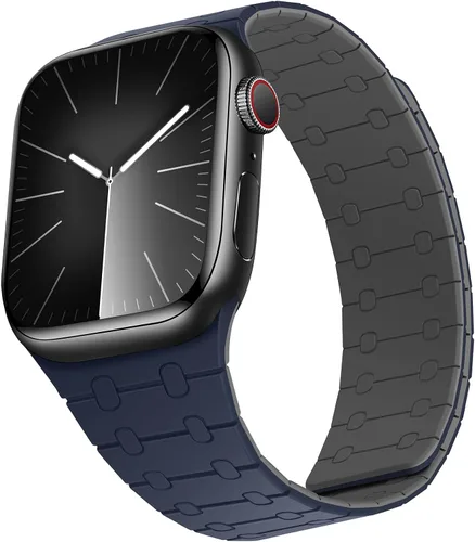 Vista 32 de Compatible con correa de Apple Watch de 49mm 46mm 45mm 44mm 42mm 41mm 40mm 38mm, correa de bucle magnético ajustable de silicona para iWatch Ultra