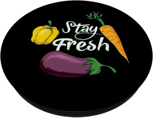 Vista 2 de Manténgase fresco Verduras Cantina Almuerzo Cafetería Academia PopSockets intercambiables PopGrip