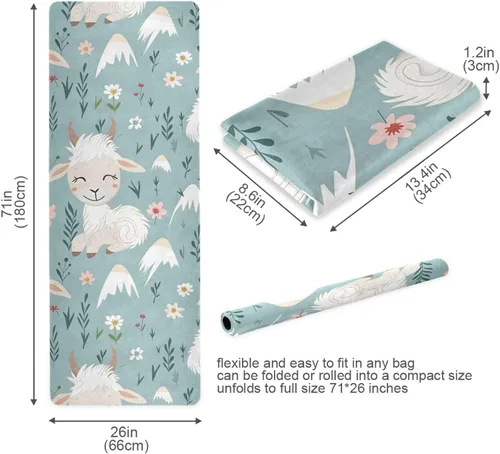 Vista 6 de Esterilla de yoga de cabra antideslizante gruesa para niños, respetuosa con el medio ambiente, de goma, plegable, esterilla de yoga para mujer