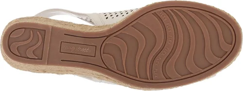 Vista 4 de Easy Street Stacy Sandalias de cuña para mujer estampado de lino blanco 10 M US