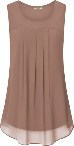 Vista 22 de Timeson - Camiseta de gasa sin mangas, blusa tipo túnica informal de doble capa para mujer