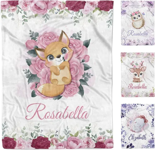 Vista 11 de AVIClothes Manta de bebé niña personalizada, mantas personalizadas con diseño de mariposas y flores, manta de bebé con nombre para niña, 30 x 40