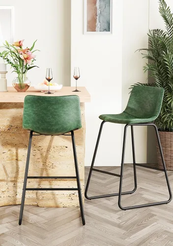 Vista 33 de YaFiti - Juego de 2 sillas de comedor de 18 pulgadas, sillas modernas tapizadas para comedor con cojines de piel sintética y patas de metal, silla