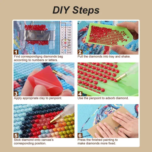 Vista 6 de Acudotr Kits de pintura de diamantes para adultos, kits de arte de diamantes 5D para principiantes, kits de pintura de diamantes de taladro completo