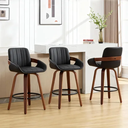 Vista 7 de VipDesk - Taburetes de bar giratorios, taburetes de bar de 26" de altura de mostrador con respaldo y brazos, sillas de bar tapizadas modernas