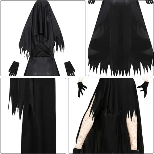 Vista 4 de KESYOO - Disfraz de monja de Halloween para adultos