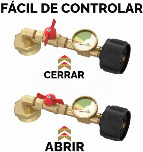 Vista 3 de Adaptador de codo de recambio de propano NQN QCC1 con medidor de tanque de propano, adaptador de presión de recambio de propano de 90 grados