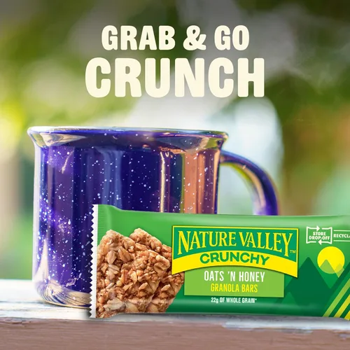 Vista 7 de Nature Valley Barras de granola crujientes, avena y miel, 12 unidades, 8.94 oz (6 bolsas) Avena integral con miel real, 0.78 oz de grano entero
