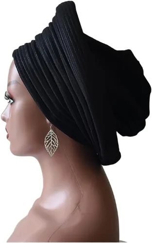Vista 4 de ADEPAPLUS Handmade African Turban Gele Headwrap (One Size Fits Most Heads), Handmade African Head Wrap, Already Made, Colorful Head Tie For Women