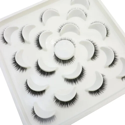 Vista 6 de DAODER Pestañas postizas de 0.394 pulgadas (0.394 pulgadas), pestañas gruesas y cortas de visón, aspecto natural con banda transparente, rizo D