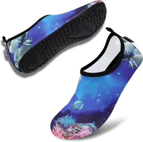 Vista 4 de Vifuur - Zapatos para deportes acuáticos, calcetines acuáticos, de secado rápido, para yoga, dan la sensación de andar descalzo, sin cordones