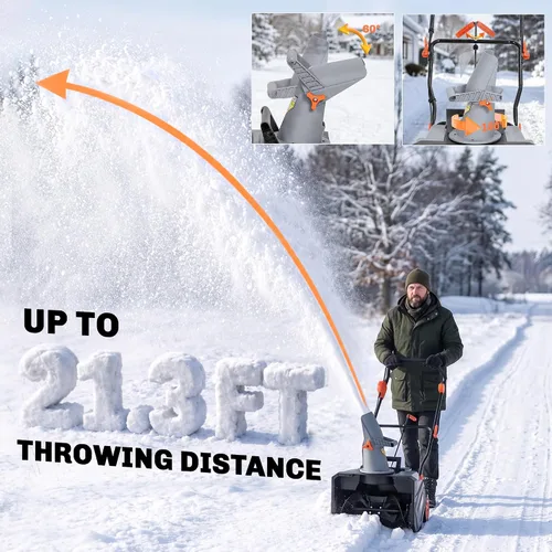 Vista 7 de Outsunny Soplador de nieve inalámbrico de 40V 18" con taladro de PU, motor