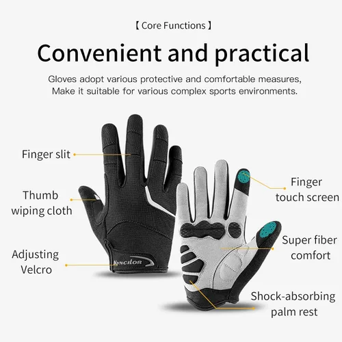 Vista 2 de KynciLOR Guantes de ciclismo para mujer y hombre, guantes de ciclismo con dedos para pantalla táctil y almohadillas de palma con silicona