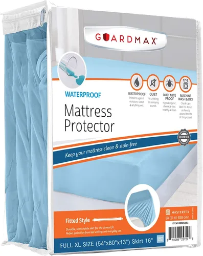 Vista 38 de Guardmax Protector de colchón de punto de punto tamaño individual XL, funda de colchón impermeable y a prueba de ácaros con bolsillos elásticos