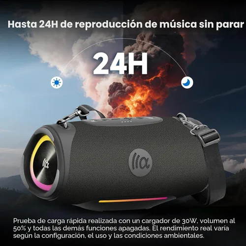 Vista 5 de TAZATA Altavoces Bluetooth inalámbricos para exteriores, sonido fuerte de MAX-negro