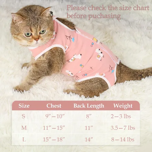 Vista 2 de ANWA Traje de Recuperación para Gatos - Mono transpirable para gatos hembras después de la cirugía, traje de recuperación quirúrgica para gatitos