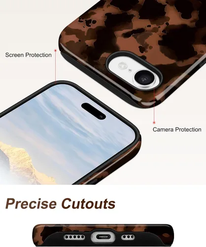 Vista 409 de Jusy Funda compatible con MagSafe con estampado de caparazón de tortuga marrón para iPhone 7/8/SE, cubierta protectora de TPU suave magnética