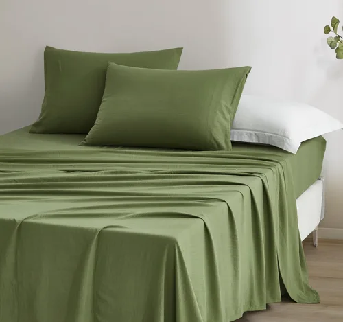 Vista 19 de Chezmoi Collection Juego de sábanas y fundas de almohada de tamaño individual lavado a piedra, 3 piezas, extra suave, transpirable, resistente a