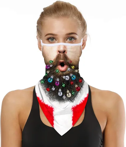 Vista 4 de GLUDEAR Máscara facial fea de Papá Noel, reutilizable, lavable, para el cuello, polaina para las orejas