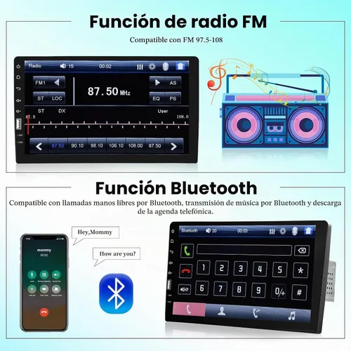 Vista 4 de [Fuluku] Estéreo de coche de 9 "1080P Single DIN con Carplay inalámbrico Android Auto