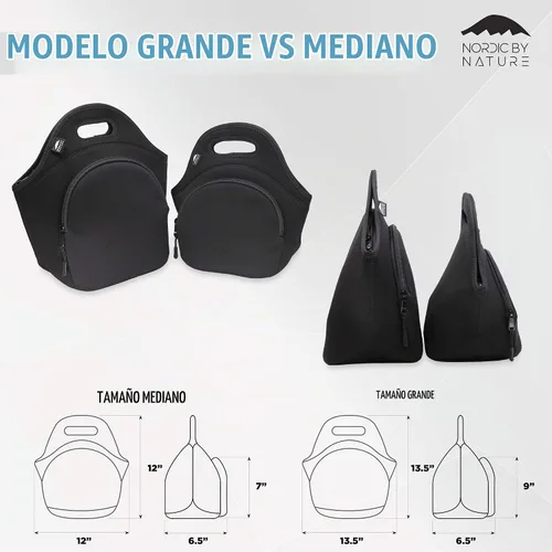 Vista 4 de Nordic By Nature Loncheras para mujeres y loncheras para niños, lonchera aislada de alta calidad, neopreno extra grueso, sensación de algodón suave