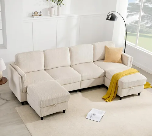 Vista 20 de KKL Sofá modular de 84 pulgadas, sofás de 3 plazas para sala de estar con almacenamiento, sofá modular de asiento profundo seccional, funda